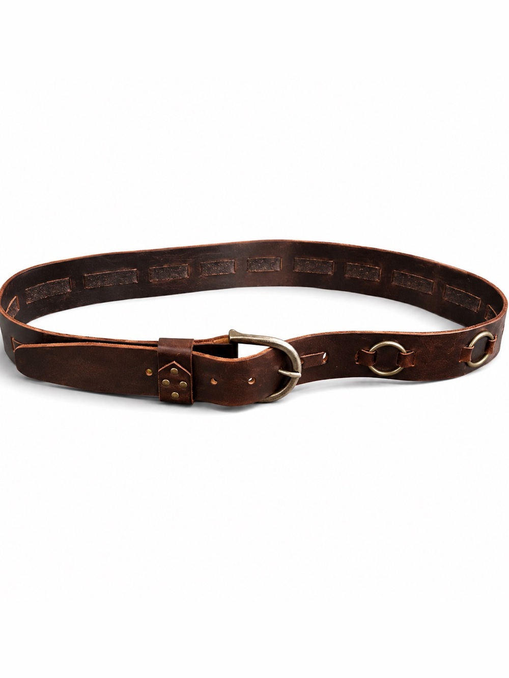 Target Genuine Leather O-Ring Belt Brown XL 38-41 Western Boho Rustic Unisex